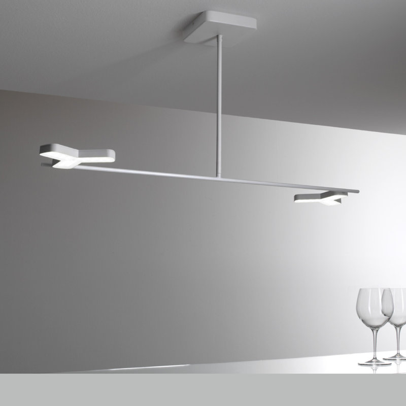 Dayton 2 - Light LED Kitchen Island Pendant, Polished chrome, 50 cm H x 98.5 cm W x 31 cm D