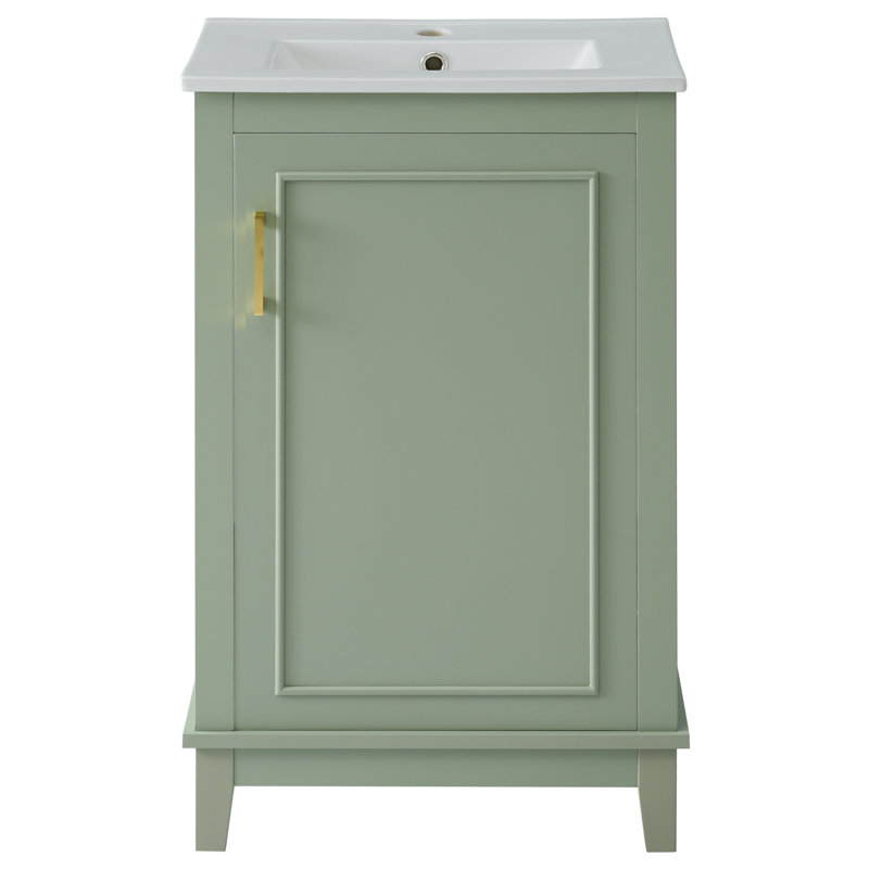 Meuble-lavabo moderne de 20 po avec lavabo en céramique et porte à fermeture en douceur