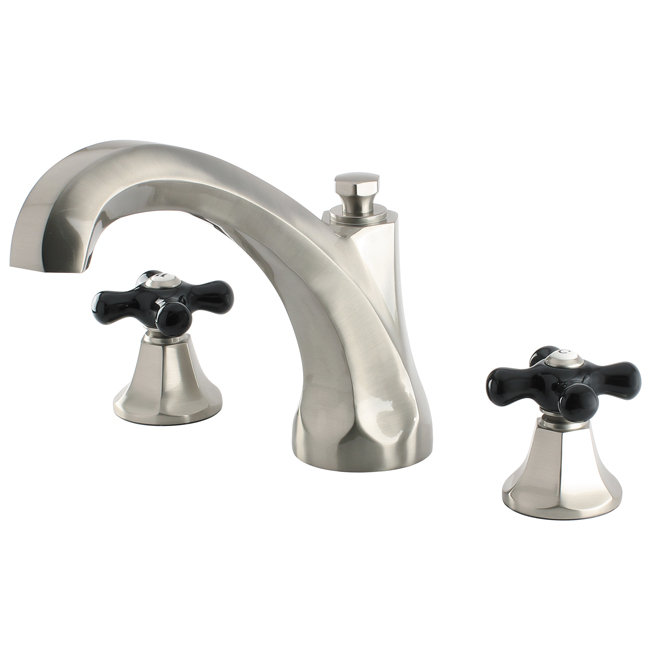 Robinet de baignoire romaine à deux poignées à fixation sur le comptoir à 3 trous Kingston Brass, Nickel brossé