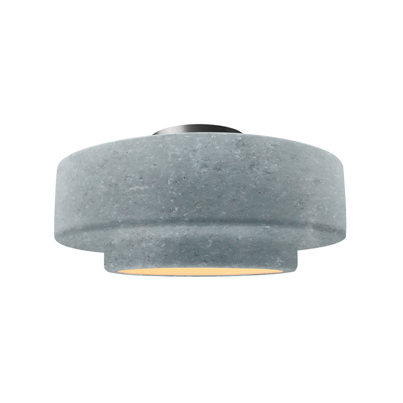 Plafonnier semi-encastré en céramique Dottie, H 7,25 po x l 14,5 po x P 14,5 po, Nickel brossé, Béton