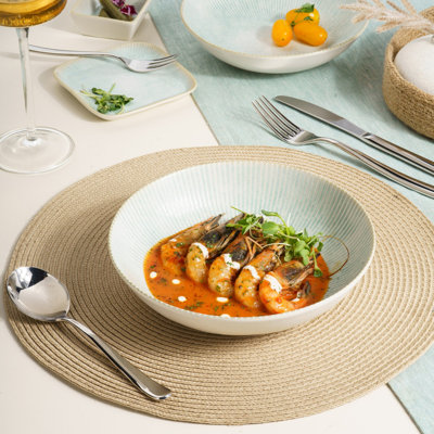 Paros-Aqua Premium Porcelain Vital Coupe Round Deep Plate, 8.3"