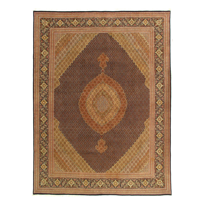 Tapis véritable en soie et laine 10 pi x 13 pi Tabriz