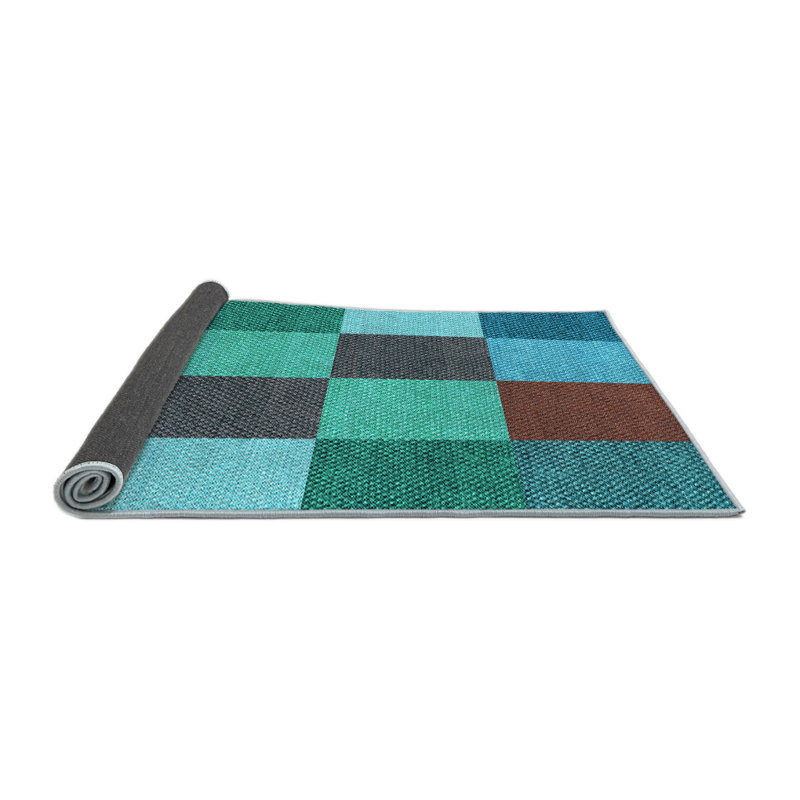 Tapis géométrique bleu clair, Rond 5 pi