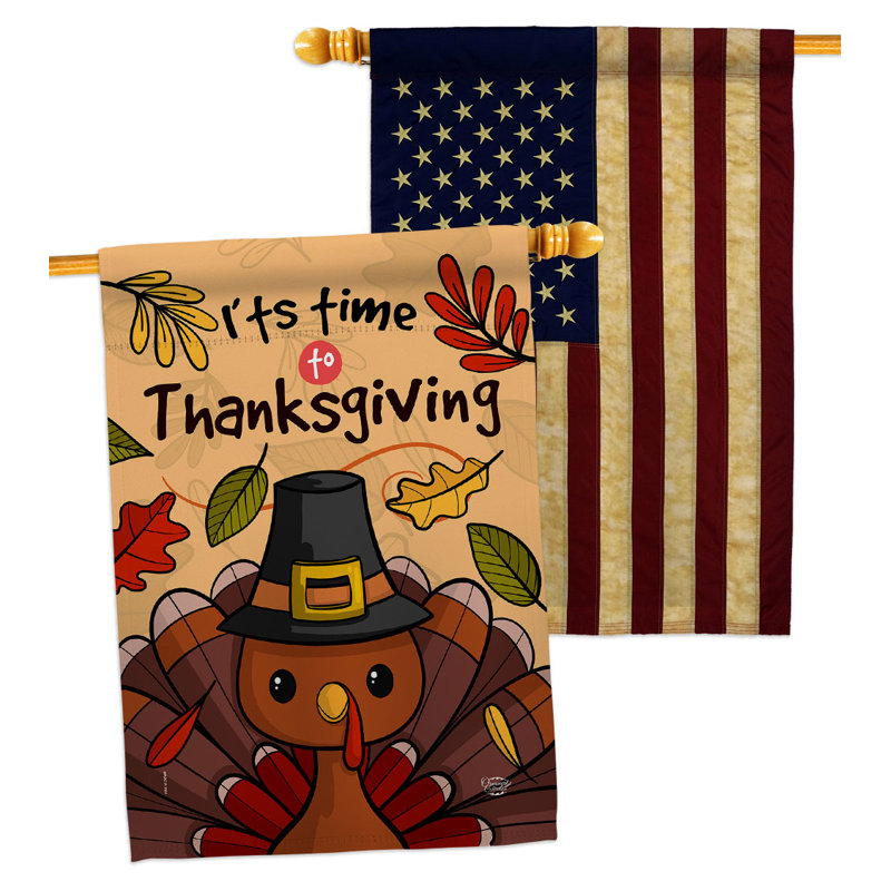Double Sided 40'' H x 28'' W Polyester Thanksgiving House Flag