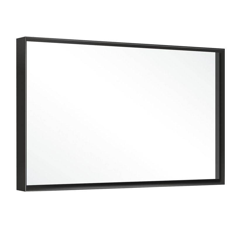 36x24inch Black Rectangle Bathroom Mirror - Rust Frame, No Picture Hd Image Reflection, 35.71" x 23.73", Black
