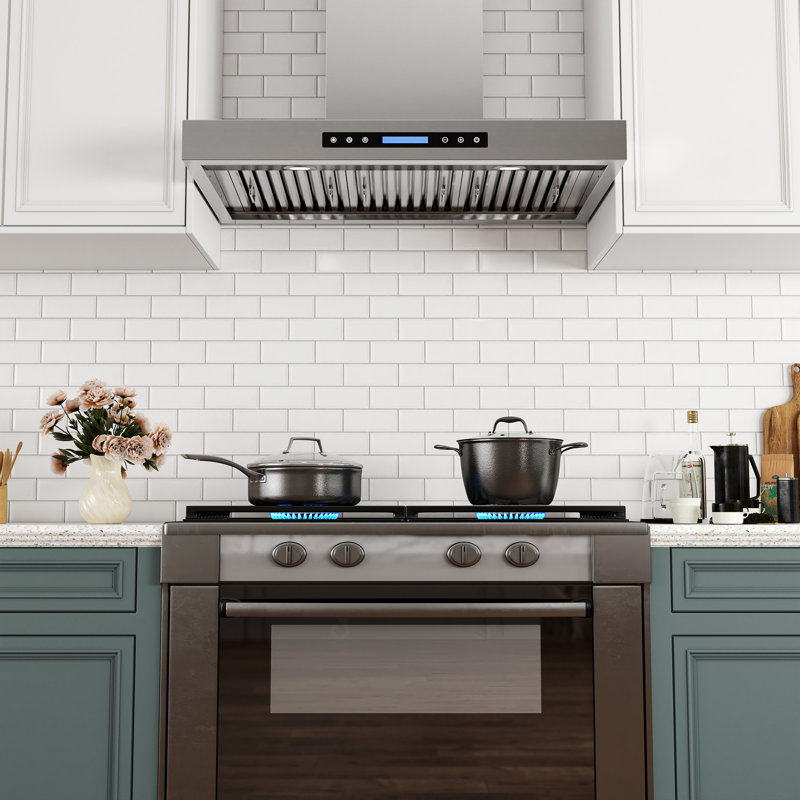 Hotte de cuisine murale à conduit 36 pouces à 4 vitesses en acier inoxydable avec contrôle à distance et panneau tactile avec lumières DEL