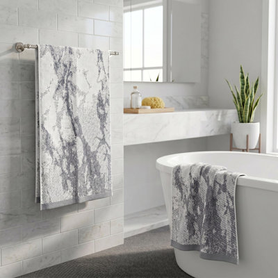 Kreager 500 GSM 100% Cotton Quick-Drying Marble & Solid Bath Sheet Set
