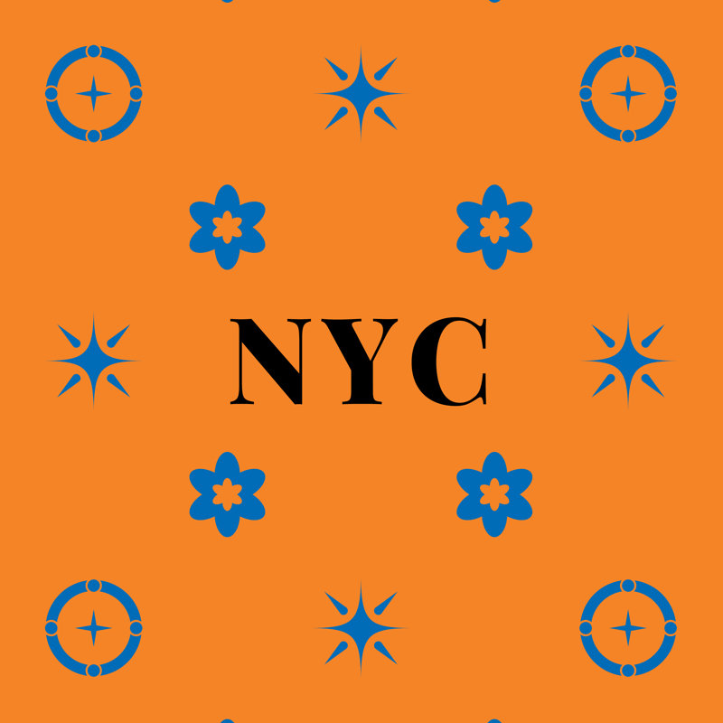Coussin en coton New York Basketball, Coussin en polyester filé, New York, bleu, orange, 14 pouces x 14 pouces