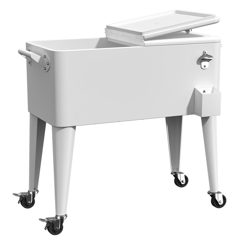 Glacière pour terrasse extérieure avec roulettes et ouvre-bouteille Edrosie Inc