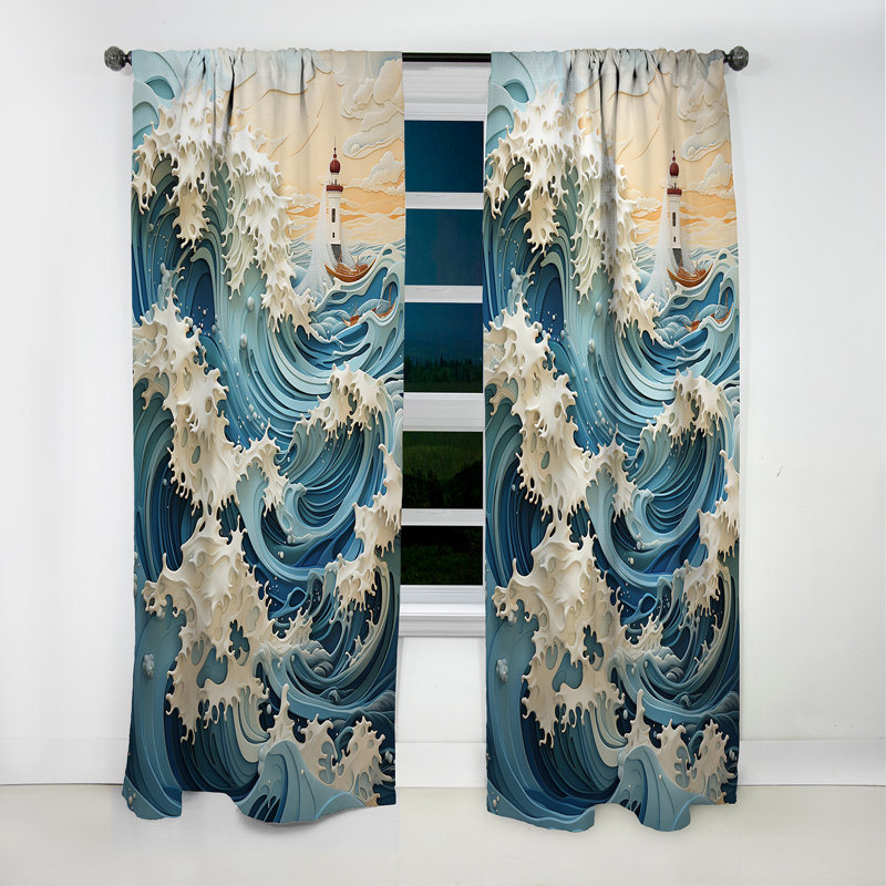 Hearst - Rideau Coastal Waves - Rideau occultant sans motif - 1 panneau, 52" W x 84" L