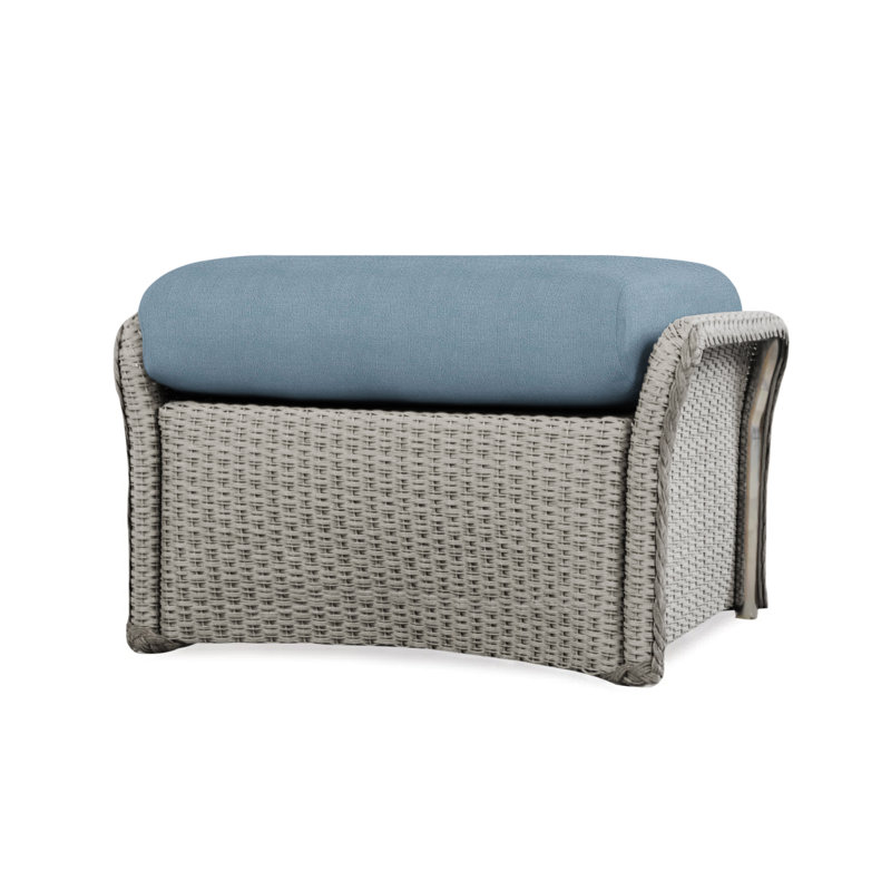 Weekend Retreat Outdoor Ottoman, Flagship Lapis Sunbrella®, Pewter