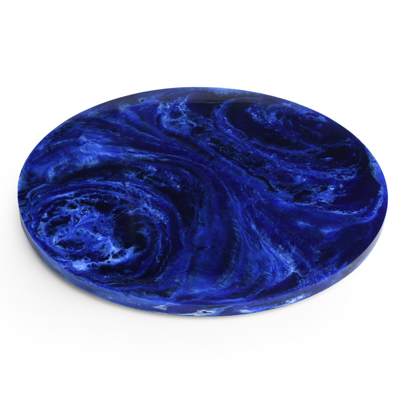 Plateau sur pied en résine Islas , Bleu, H 3 po x l 14 po x P 14 po