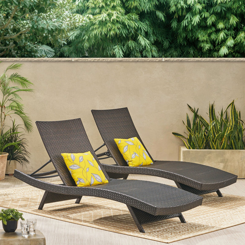 Blaise Outdoor Wicker Chaise Lounge, Brown, 2