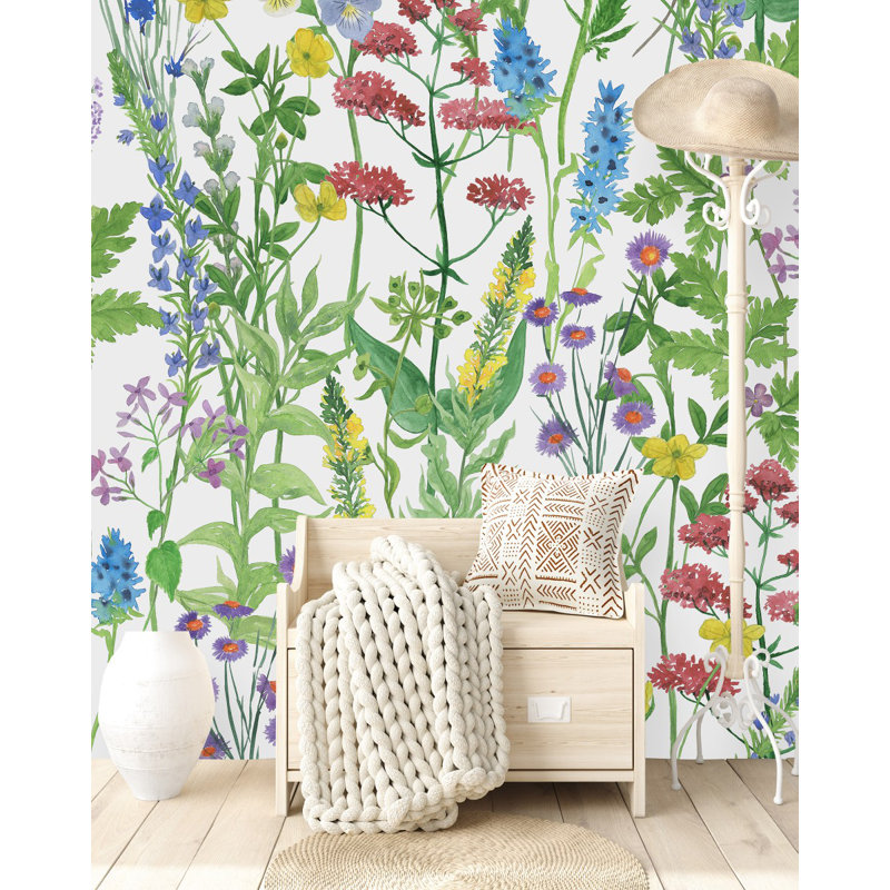 Peel & Stick Floral Wall Mural, 8.33' W x 8.33' L