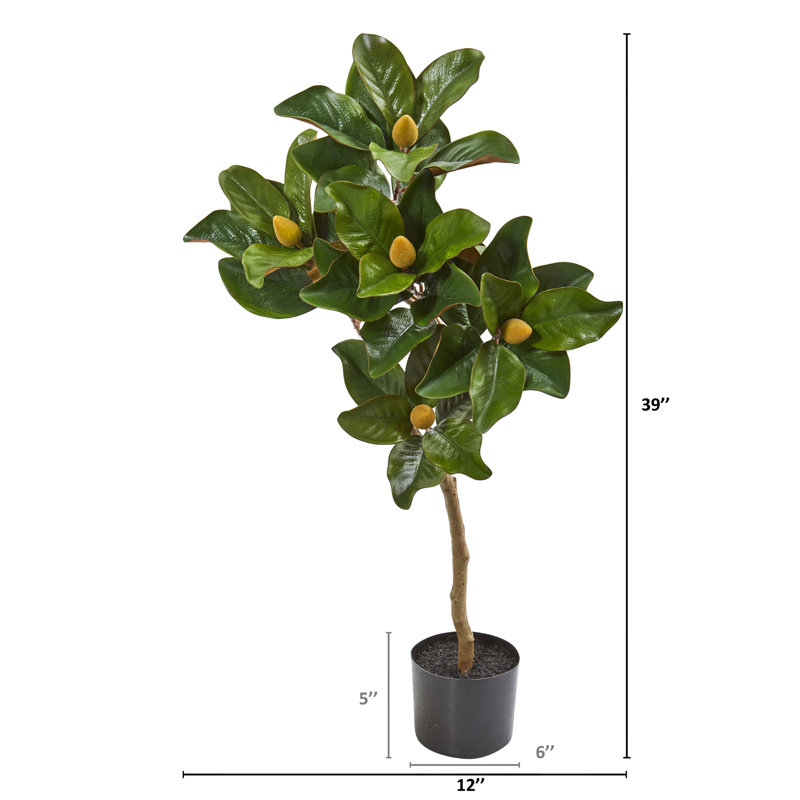Arbre à feuille de magnolia artificiel en pot