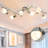 6-Light Flexible Track Lighting Rail Modern Directional Led Spot Ceiling Light Fixture With Glass Shade E12 Base Brush Steel