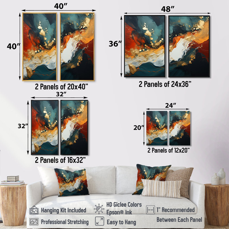 Tempête de marbre bleu et doré III - art mural moderne, 36" H x 48" W, Impression encadrée flottante, Black