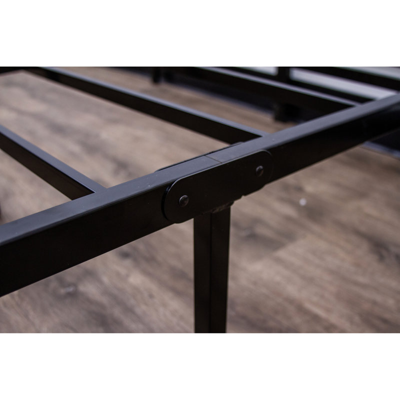 Plate-forme de lit simple en acier noir Modern Modern pour une structure de rangement robuste et sous le lit, Extra-long Twin