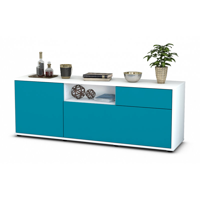 Wyckoff Unfinished TV Stand for TVs up to 60", Turquoise / Matte White