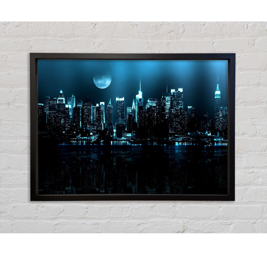 New York City Blue Moon Nights - Einzelne Bilderrahmen Kunstdrucke auf Leinwand