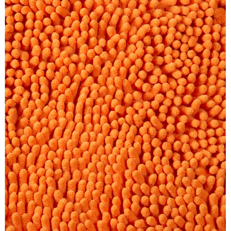 2PC Chenille Bath Mat Set - Memory Foam Bathroom Set with Chenille Top and Non-Slip Base, Orange