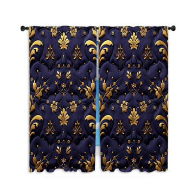 Floral Illustration Bathroom Room Darkening Curtain Pair