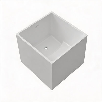 35 inch Gloss White Acrylic Free Standing Soaker Bathtub with Built In Seat