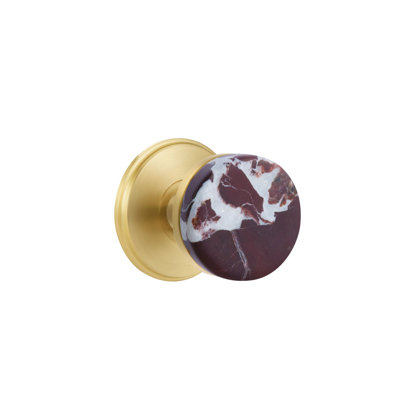 Ensemble de boutons de passage Emtek Select avec rosette Watford et tige conique, bouton en marbre Rosso Levanto (CF)