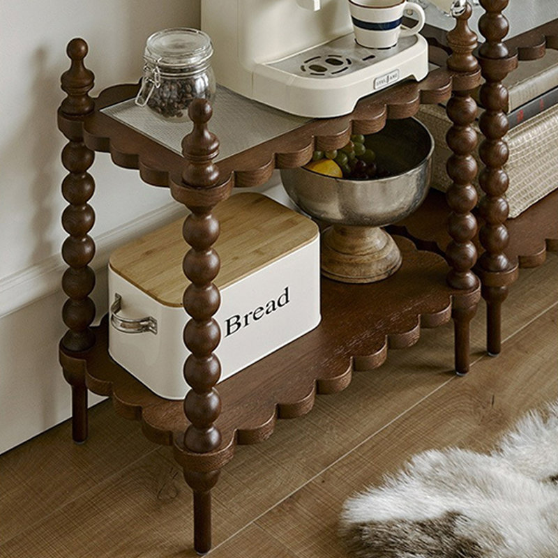 Table de bout moderne en bois massif et verre