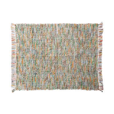 Jeté bouclé en acrylique tissé avec frange