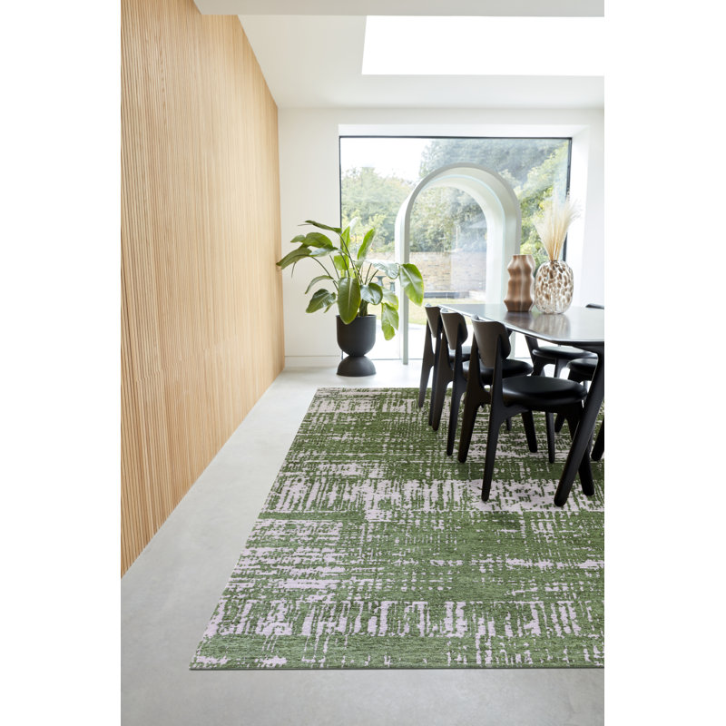 Beau Flatweave Forest Green Rug, Rectangle 120 x 170cm