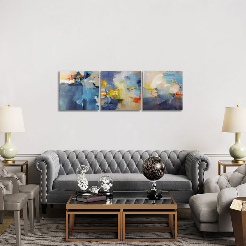 «Dizzy, Restless Clouds Triptych», ensemble d'art mural sur toile tendue (ensemble de 3)