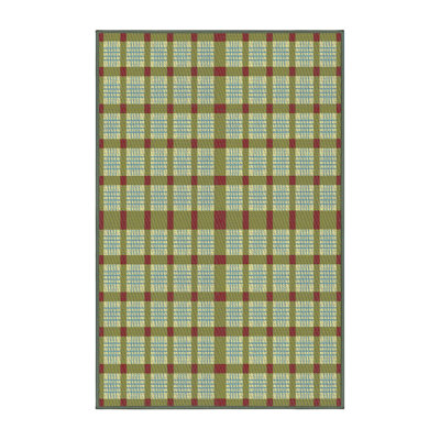 Tapis décoratif vert à carreaux Kistner