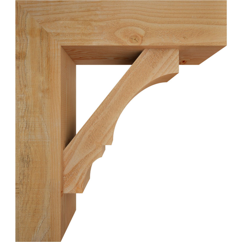 8"W x 28"D x 32"H Balboa Block Rough Sawn Bracket w/ Offset Brace, Douglas Fir, 32 x 28, 8"W Douglas Fir (Rough Sawn)