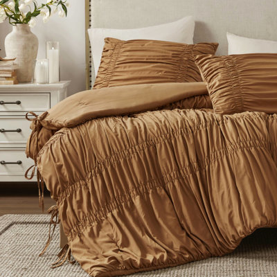 Édredon simple / simple TG, champêtre français, literie romantique en microfibre prélavée, tout, chaleur moelleuse, standard, 2 pièces de style campagne lavable à la machine, conception avec attaches délicates, confort doux tout rond, 100