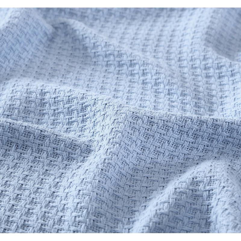 Cozy Coast Blue Cotton Full/Queen Knitted Blanket