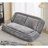 Double Dog Bed,Lazy Sofa ,Loveseat,Fits You & Pets,Extra Large Floor Couch,Can Sit Or Lie Down,2-In-1,5 Adjustable Position, Plump Pillow,2 Seat,Chenille,Gray-1209023127