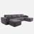 Boneless 150" Tufted Corduroy Modular Sectional Sofa with Ottomans, 6-Piece Set-1545497381-1558581790