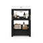 Ensemble de meuble-lavabo simple 24 po avec lavabo en céramique, noir, bois massif-518037200-518037207
