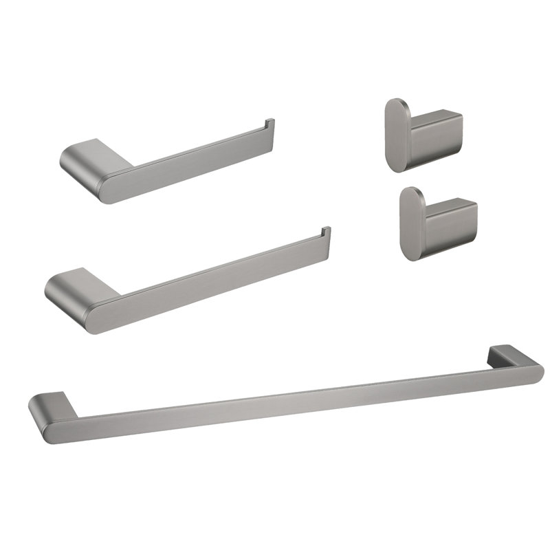 5 Bathroom Hardware Group Bundle, 304 High Metal, Resists Tarnishing, Modern Design, Simple Installation For All Areas Collection Kit, Steel, Rust- Feature, Outlook, Various Spaces