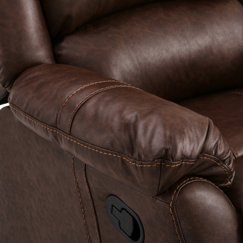 Jackson 59.4" Wide Modern And Upholstered Leather Manual Reclining Loveseat Sofa, 2-Seater Recliner Couch, Brown