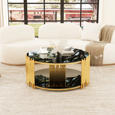Flexible Style Coffee Table, Stainless Steel With Black Tempered Glass Easily Maintained Top For Daily Use