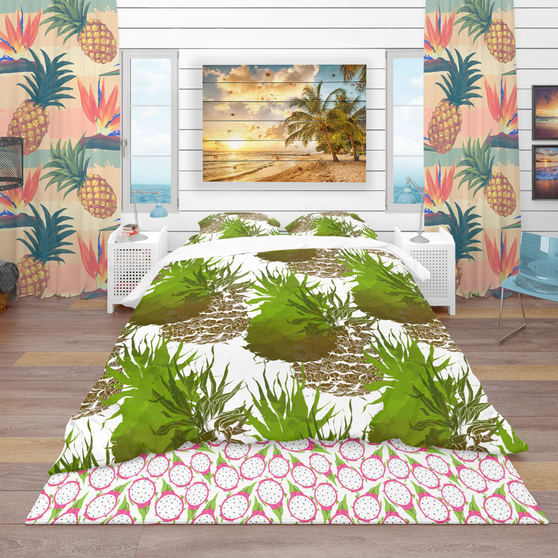 Ensemble de housse de couette tropical, Housse de couette très grand + 2 taies décoratives