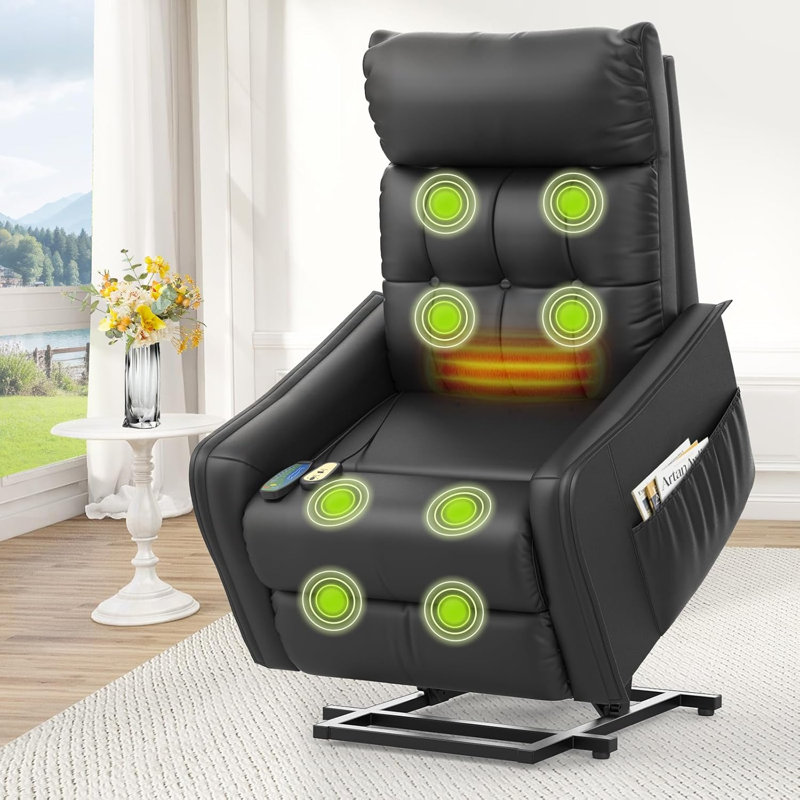 Upholstered Heated Massage Chair, Black