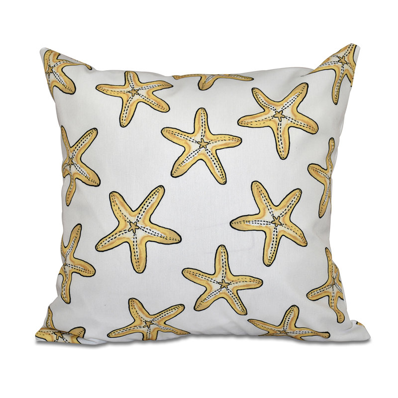 Beach Vacation Pillow Cover & Insert, 18" H x 18" W, Gold