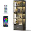 5-Tier Glass Display Cabinet with LED Lights & Adjustable Shelves & 1 Drawer-1346149596