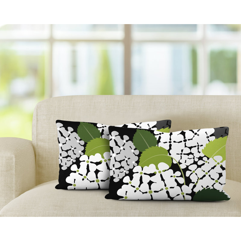 Polyester / Mélange de polyester Housse de coussin rectangulaire intérieure / extérieure lombaire et insert, Noir