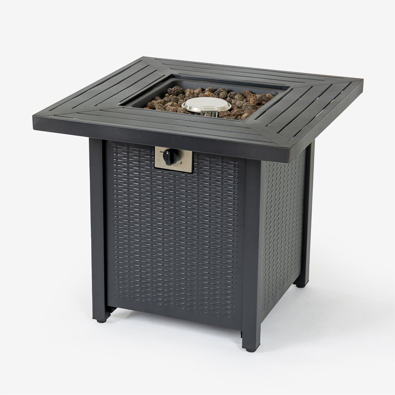 28-Inch Iron Square Propane Fire Pit Table