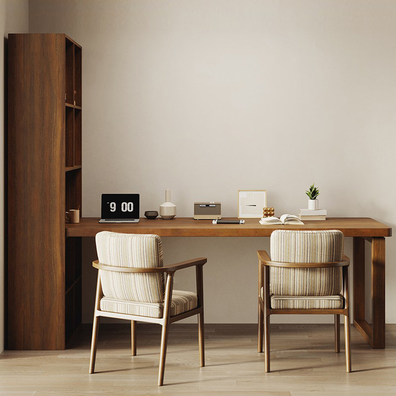 Bureau rectangulaire en bois massif brun, Retour à gauche, H 70,87 po x l 62,99 po x P 23,62 po