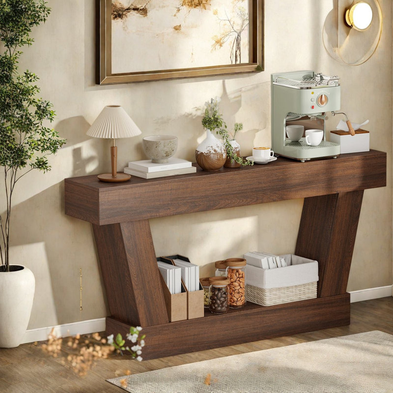 Canapé spacieux et consoles avec rangement, entrée rustique marron en MDF